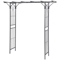 Outsunny 7ft Metal Garden Arch Outdoor Walkway Arbor for Decorative Climbing Plants Patio Lawn Backyard Party Ceremony Decoration Accessories Dark Gray(m-11)