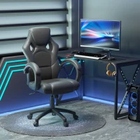 HOMCOM Racing Gaming Chair Office Chair Computer Desk Gamer Chair with Swivel Wheels, Padded Headrest, Tilt Function, Black(m-8)