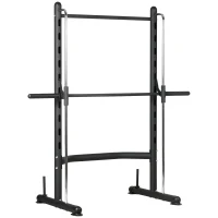 Soozier Adjustable Squat Rack with Pull Up Bar and Barbell Bar, Multi-Function Weight Lifting Half Rack for Home Gym Strength Training(m-10)