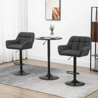 HOMCOM Swivel Barstools Set of 2 Adjustable Bar Stools with Footrest Armrests and PU Leather Back for Dining Room Black, Grey(m-8)