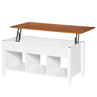 HOMCOM Lift Top Coffee Table, Modern Center Table with Storage Shelves and Hidden Compartment for Living Room, 41" L(m-11)