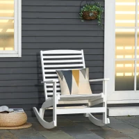 Outsunny Patio Rocking Chair Non-slip Porch Rocker for Balcony Garden Terrace Bamboo White(m-8)