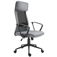 Vinsetto High Back Mesh Office Chair, Computer Chair with Headrest, Adjustable Height, Tilt Function and Armrests, Grey(m-10)