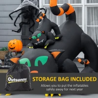 Outsunny 6.5' Inflatable Halloween Decoration Three Black Kitty Cats, Blow-Up LED Display Indoor Outdoor for Garden, Lawn, Party, Holiday(m-8)