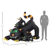 Outsunny 6.5' Inflatable Halloween Decoration Three Black Kitty Cats, Blow-Up LED Display Indoor Outdoor for Garden, Lawn, Party, Holiday(m-3)