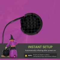 Outsunny 6ft Inflatable Halloween Witch Brews Cauldron with Flame Light, Blow-Up LED Display Indoor Outdoor for Garden, Lawn, Party, Holiday(m-6)