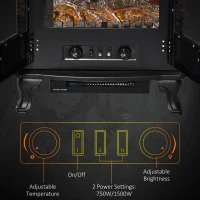 HOMCOM Electric Fireplace Stove Heater with LED Fire Flame Effect, Double Door, Freestanding & Portable with Overheat Protection, 750W/1500W, Black(m-5)