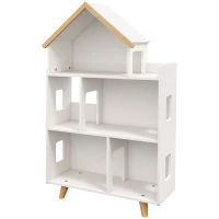 Qaba Toy Storage Organizer Cabinet, 3-Tier Kids Bookshelf for Playroom, Kids Room, Nursery, Kindergarten, White(m-11)