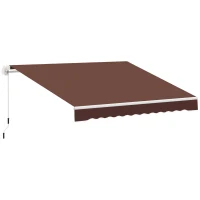 Outsunny Outside Residential Pop-Out Polyester Awning w/ UV & Rain Protection Brown(m-1)