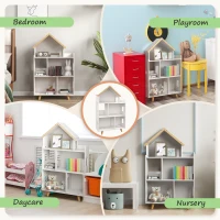Qaba Toy Storage Organizer Cabinet, 3-Tier Kids Bookshelf for Playroom, Kids Room, Nursery, Kindergarten, White(m-6)