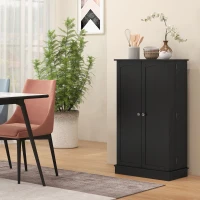 HOMCOM Freestanding Kitchen Pantry Cabinet, Kitchen Cabinet with 12 Door Shelves, Double Doors, 5-tier Shelving, Black(m-11)