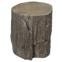 HOMCOM 17" Tall Tree Stump End Table, Concrete Sofa Side Table for Indoor and Outdoor Use, Garden Stool(m-1)