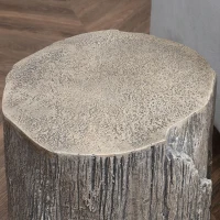 HOMCOM 17" Tall Tree Stump End Table, Concrete Sofa Side Table for Indoor and Outdoor Use, Garden Stool(m-8)