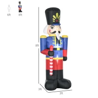 HOMCOM 8ft Christmas Inflatables Outdoor Decorations Nutcracker Toy Soldier with Scepter, Blow-Up Yard Christmas Decor with LED Lights Display(m-3)