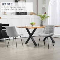 HOMCOM 2 Pieces Dining Chairs, Set of 2 Upholstered Kitchen Chairs with Padded Seat and Steel Legs for Living Room Light Grey(m-4)