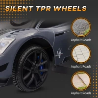 Qaba 6V Maserati GT2 Licensed Electric Car for Kids, Ride on Car with Under Seat Storage, LED Headlights Music, Grey(m-7)