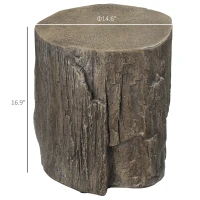 HOMCOM 17" Tall Tree Stump End Table, Concrete Sofa Side Table for Indoor and Outdoor Use, Garden Stool(m-3)