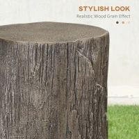 HOMCOM 17" Tall Tree Stump End Table, Concrete Sofa Side Table for Indoor and Outdoor Use, Garden Stool(m-5)