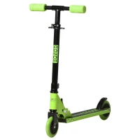 Aosom Aluminum Kids Kick Scooter Foldable Teens Ride On Toy with Adjustable Handlebar Rear Brake, Green(m-11)