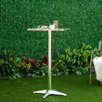 HOMCOM 24 Inch Square Bar Table 43" H Adjustable Stainless Steel Top Aluminum Frame Home Pub Bistro(m-10)