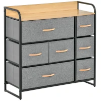 HOMCOM 3-Tier Storage Organizer for Bedroom Entryway, 7-Drawer Dresser with Steel Frame for Bedroom, Light Gray(m-14)