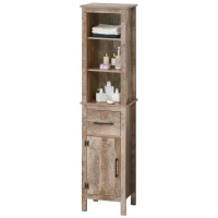 kleankin Tall Bathroom Storage Cabinet, Freestanding Linen Tower with 3-Tier Open Adjustable Shelves, and Drawer, Narrow Slim Floor Organizer(m-11)