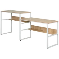 HOMCOM Industrial Style Standing Sitting Computer Desk with Steel Frame, Storage Shelf(m-21)