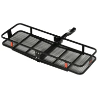 Aosom Folding Cargo Carrier with 500 lbs Capacity, 59‘’x19''x6'' Hitch Mount Luggage Basket Fits 2'' Receiver for Car SUV Traveling(m-11)