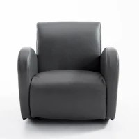 Qaba Kids Sofa Rocking Chair with Side Pocket, PU Leather Toddler Armchair for Children Grey(m-11)