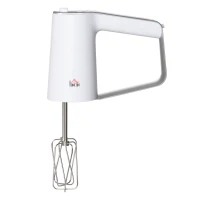 HOMCOM 5-in-1 Electric Hand Mixer, Handheld Mixer with Measuring Cup, 300W Immersion Blender with 5+1P Speeds, Dough Hooks, Chopper, Whisk and Mixers for Meat, Fruit, Mashed Potato and Milkshake(m-11)