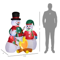 Outsunny 5 FT Christmas Inflatable Snowman Family, Xmas Blow Up Snowman Family with LED Lights for Indoor, Outdoor, Lawn, Party(m-3)