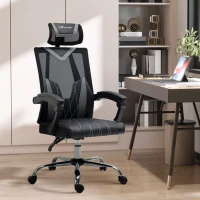 Vinsetto Mesh Office Chair Ergonomic Desk Chair with Rotate Headrest, Lumbar Support & Adjustable Height, 360° Swivel Computer Chair(m-10)