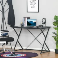 HOMCOM 43" Home Office Computer Desk Study Student Writing Table with Z and X Bar Frame Support for Living Room, Black(m-9)