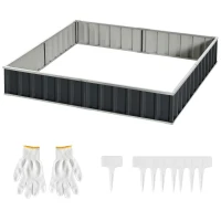 Outsunny Metal Raised Garden Bed No Bottom DIY Large Steel Planter Box w/ Gloves(m-11)