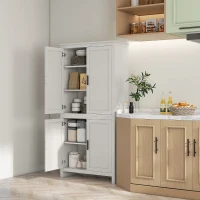 HOMCOM 64" 4-Door Modern Kitchen Pantry Cabinet with 3 Adjustable Shelves White(m-16)