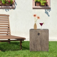 HOMCOM Concrete End Table Rustic Side Table with Wood Grain Finish for Indoors and Outdoors Gray(m-10)