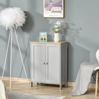 HOMCOM Buffet Cabinet with Storage, Modern Bathroom Floor Cabinet, Sideboard Buffet with 2 Adjustable Shelves and 2 Doors for Kitchen, Living Room, Dining Room, Gray(m-10)