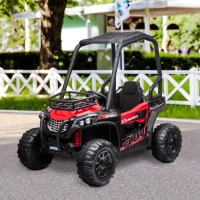 Aosom 12V Kids UTV with Music, Lights, MP3/USB, Suspension System, Remote Control, Red(m-10)