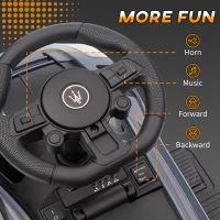 Qaba 6V Maserati GT2 Licensed Electric Car for Kids, Ride on Car with Under Seat Storage, LED Headlights Music, Grey(m-5)