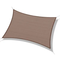 Outsunny 13' x 20' Sun Shade Sail Canopy Outdoor Shade Sail Cloth for Patio Deck Yard with D-Rings and Rope Included, Brown(m-11)