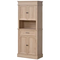 HOMCOM Traditional Buffet with Hutch, Freestanding Kitchen Pantry Storage Cabinet with Doors and Drawer, Adjustable Shelving, Oak(m-11)