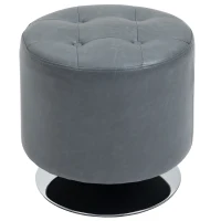 HOMCOM 360° Swivel Foot Stool Round PU Ottoman w/ Thick Padding and Solid Steel Base(m-11)