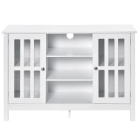 HOMCOM Sideboard, Buffet Cabinet, Coffee Bar Cabinet, Kitchen Cabinet with Storage Shelves, Slatted Framed Doors and Cable Management for Living Room, White(m-11)