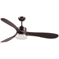 HOMCOM 52" Reversible 3 Blades Ceiling Fan with Light, Modern Indoor Mount LED Lighting Fan with Remote Control, for Bedroom, and Living Room, Brown(m-11)
