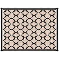 Outsunny Reversible Polypropylene Outdoor Rug Folding, Durable, Perfect for Camping, Deck & Beach Black(m-14)