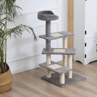PawHut 40" 5-Level Revolving Stair Cat Tree Scratcher Climbing Activity Tower with Play Center and Resting Perch - Gray(m-11)