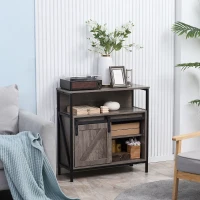 HOMCOM Sideboard Buffet Cabinet, Coffee Bar Cabinet with Sliding Barn Door and Adjustable Shelf for Kitchen, Living Room, Gray(m-10)