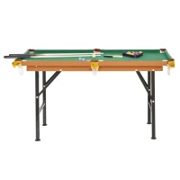 Soozier 55" Portable Folding Billiards Table Game Pool Table for Whole Family Number Use With Cues, Ball, Rack, Chalk, Green(m-11)
