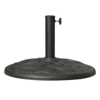 Outsunny 22" 42 lbs Round Resin Umbrella Base Stand Market Parasol Holder with Beautiful Decorative Pattern & Easy Setup, for Φ1.5", Φ1.89" Pole, for Lawn, Deck, Backyard, Garden, Bronze(m-14)