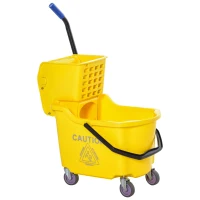HOMCOM Mop Bucket Cart with Side Press Wringer, Metal Handle and 34 Quart Capacity, Yellow(m-11)